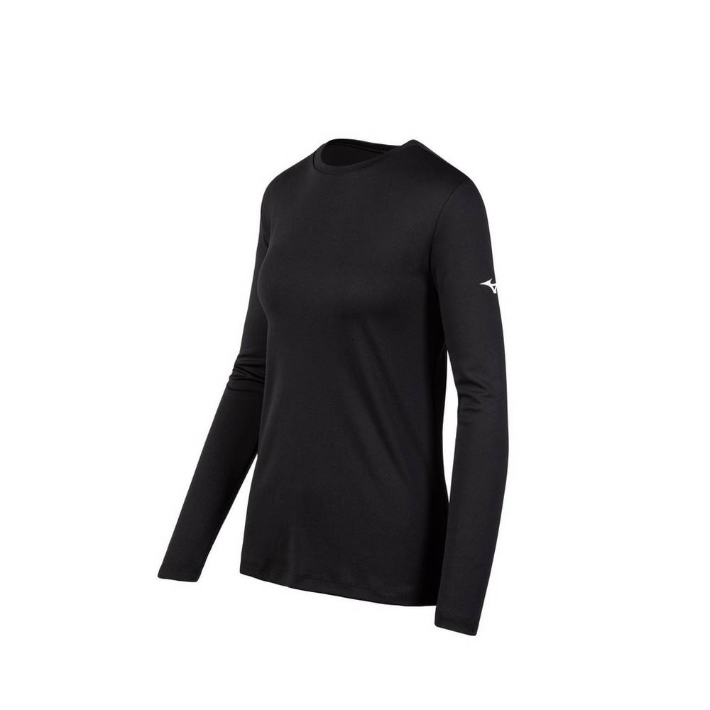 Womens Mizuno Long Sleeve T-Shirts Black Philippines (UPEBYV028)